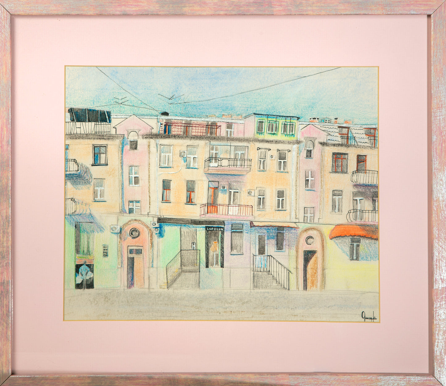 ''Colorful buildings'',Size-23x30, Medium-paper, mixed technique, 2021