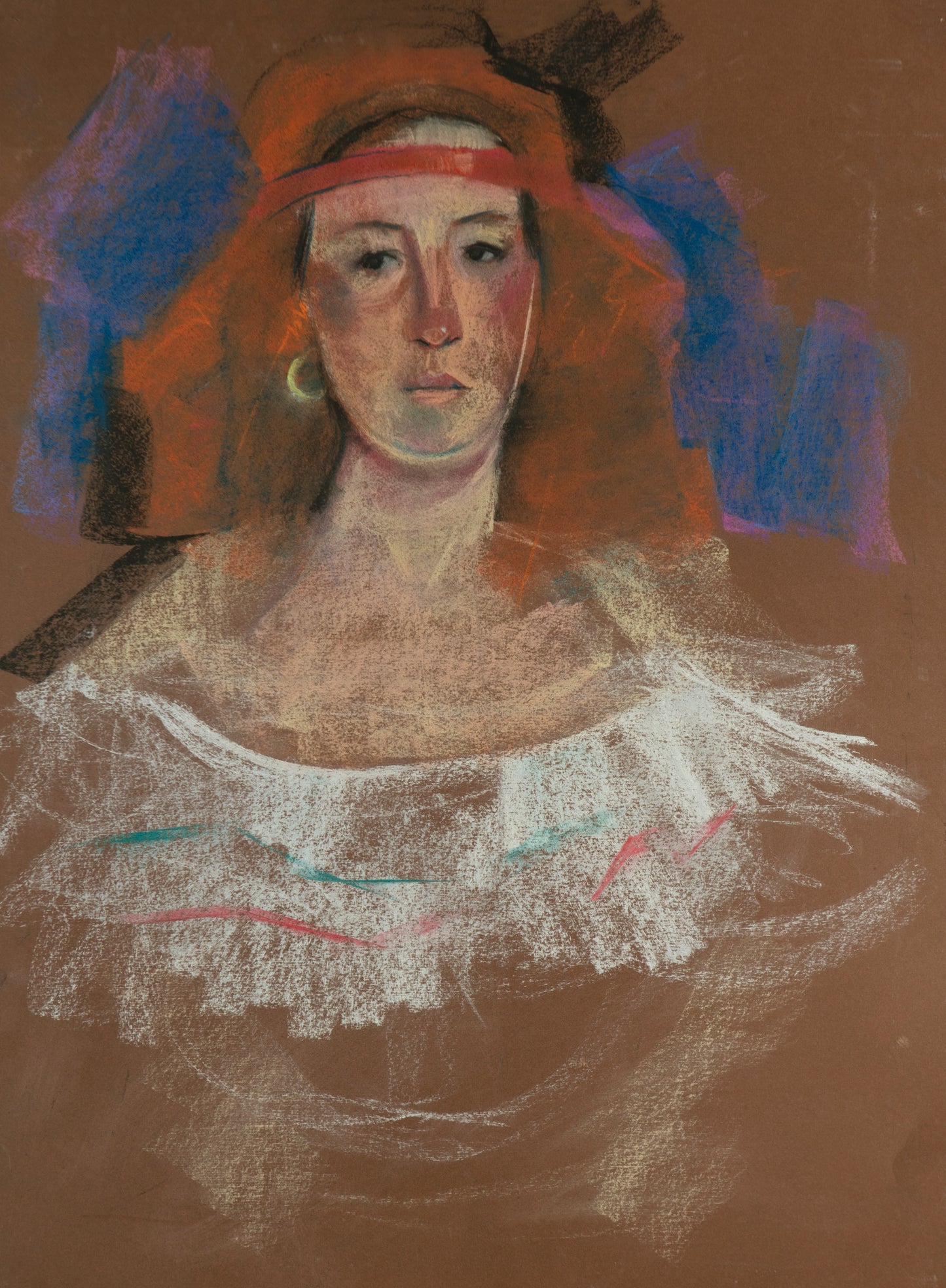 ''Girl with golden earring'',Size-50x70, Medium-paper pastel, 2019